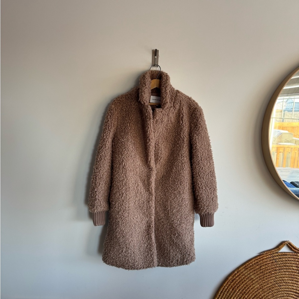 Cupcakes and cashmere Cozy Brown Teddy Coat with Striped Sweater - Picture 2 of 7